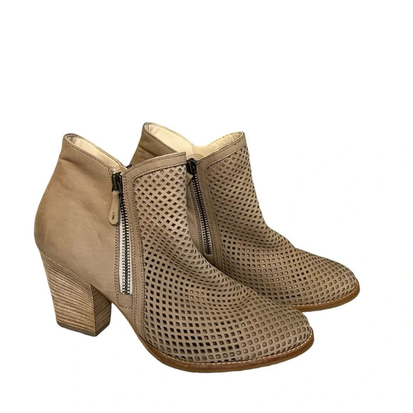 Paul Green Bonzai Perforated Nubuck Ankle Bootie Beige UK 5.5 US 8 Fall Boho - Picture 3 of 8